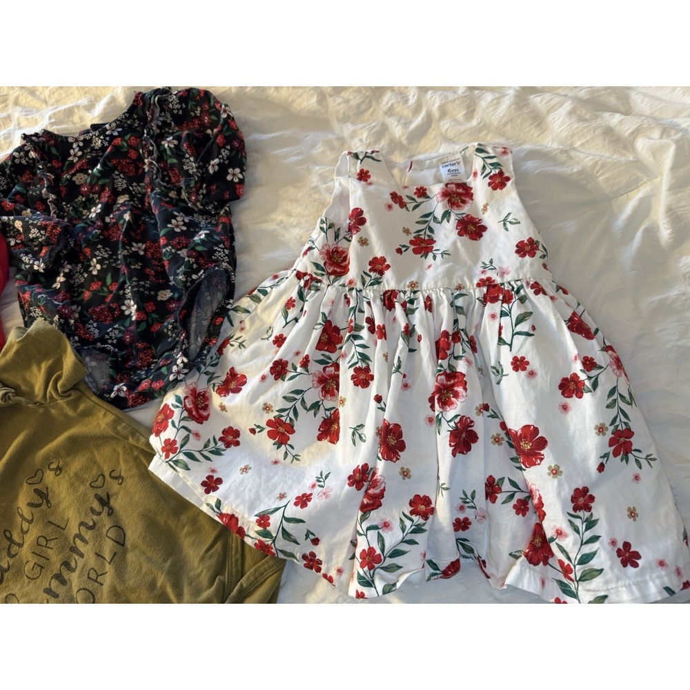 6 Month Girls Bundle‎ Floral Dress, 3 Bodysuits Daddy's Girl Mommy's World - Picture 2 of 6